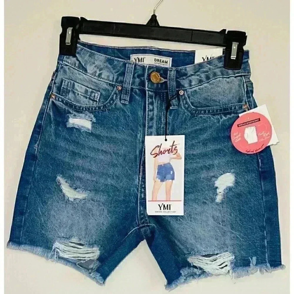 YMI Dream Collection Jean Distressed Shorts - Picture 1 of 11